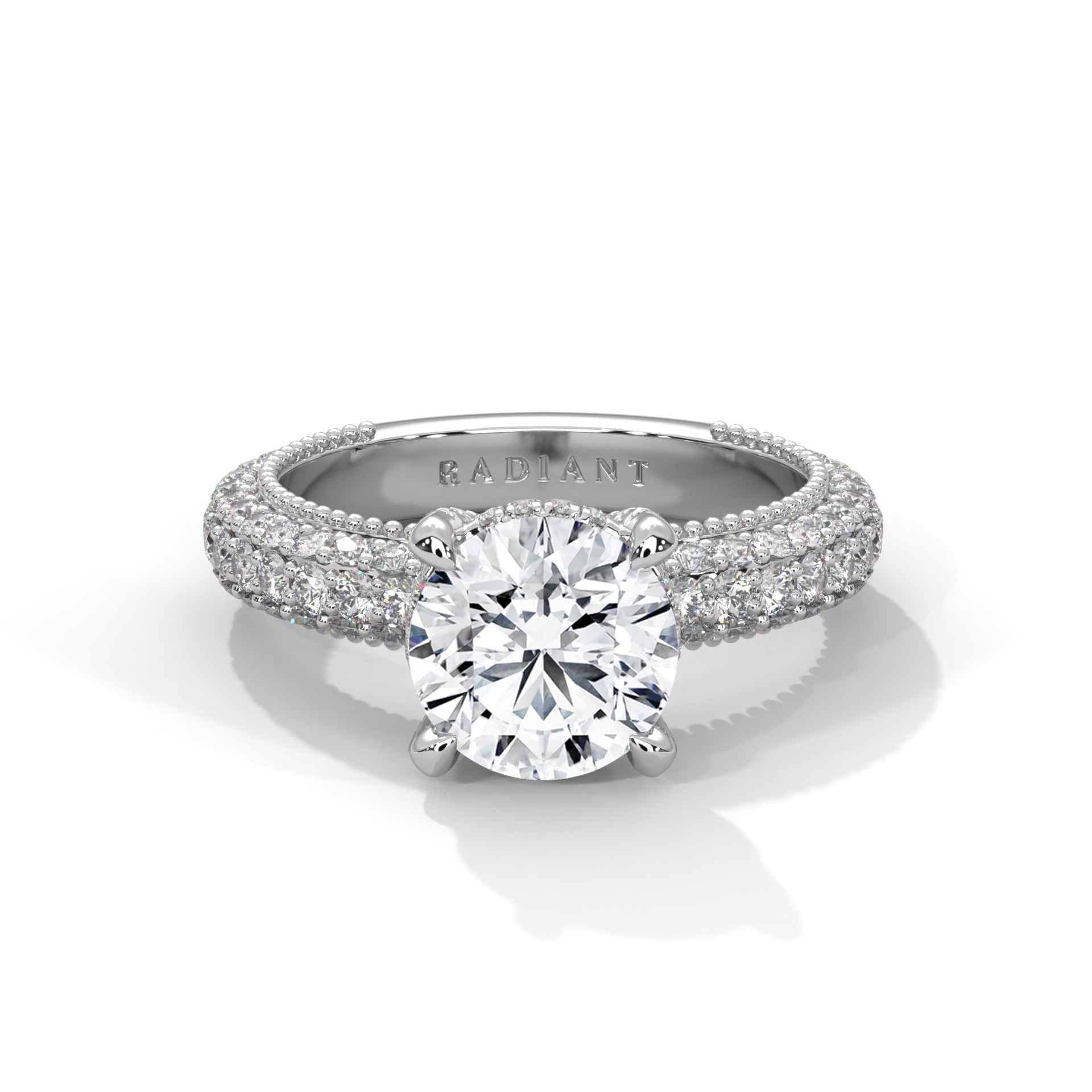 Belle Round Brilliant Cut with Beaded Band – Radiant Jewels