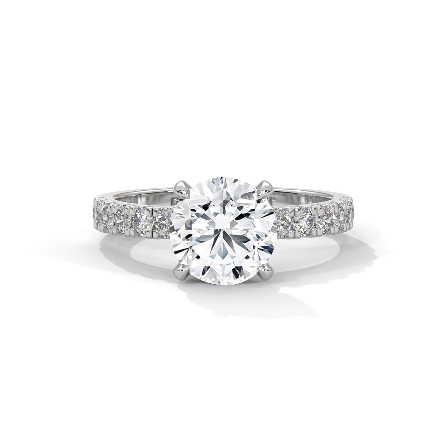 April - Classic Round Solitaire with French Pavé Band