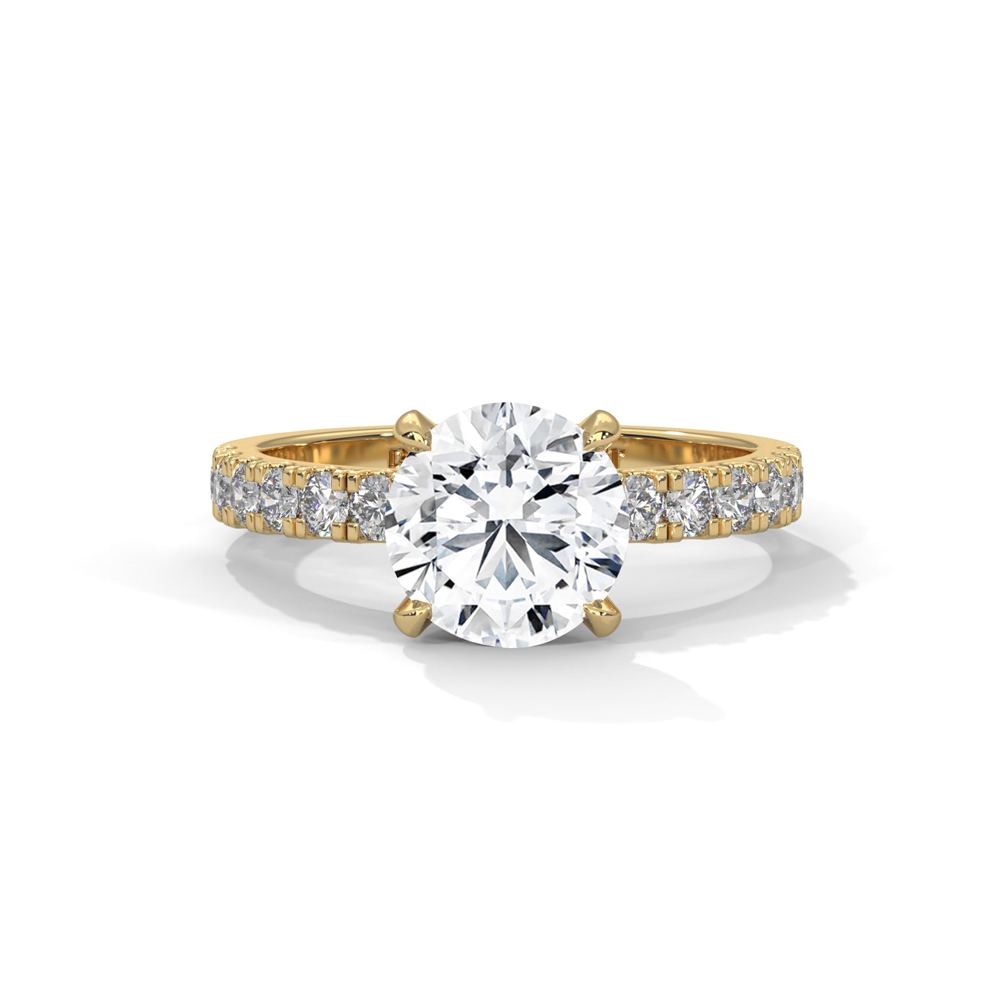April - Classic Round Solitaire with French Pavé Band
