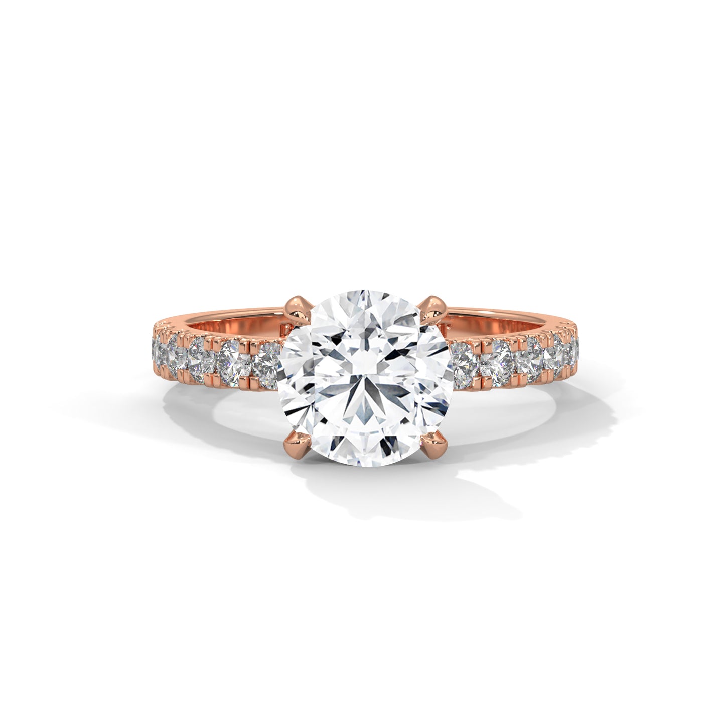 April - Classic Round Solitaire with French Pavé Band