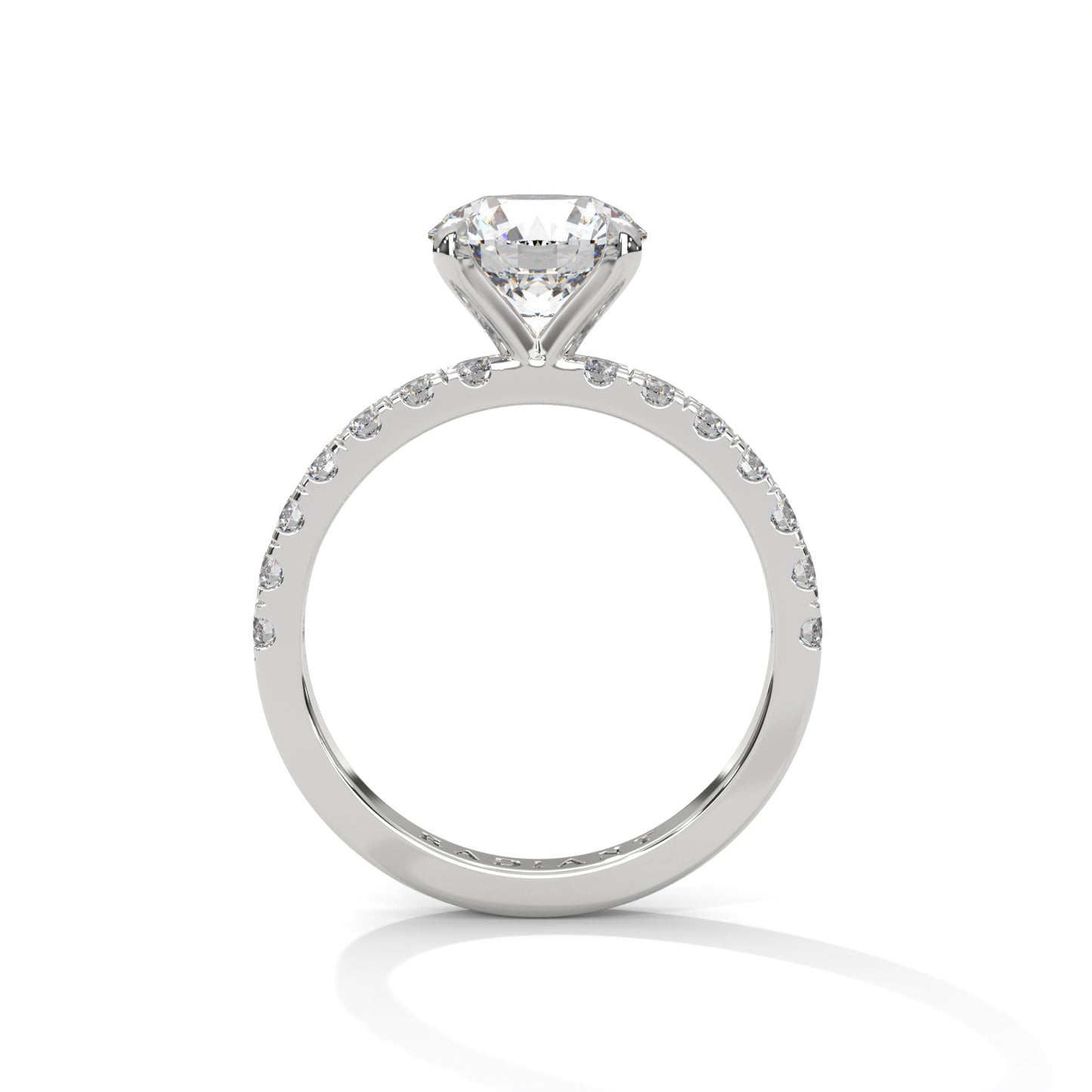 April - Classic Round Solitaire with French Pavé Band