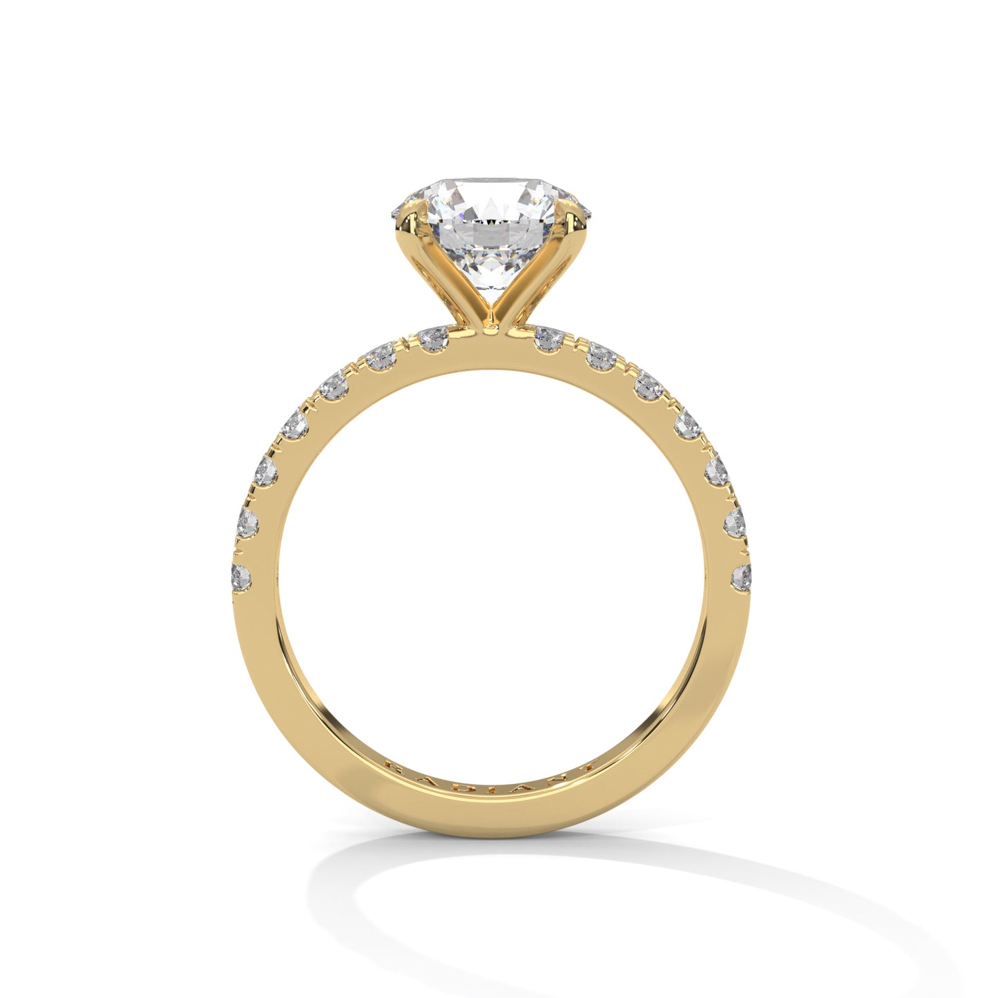 April - Classic Round Solitaire with French Pavé Band