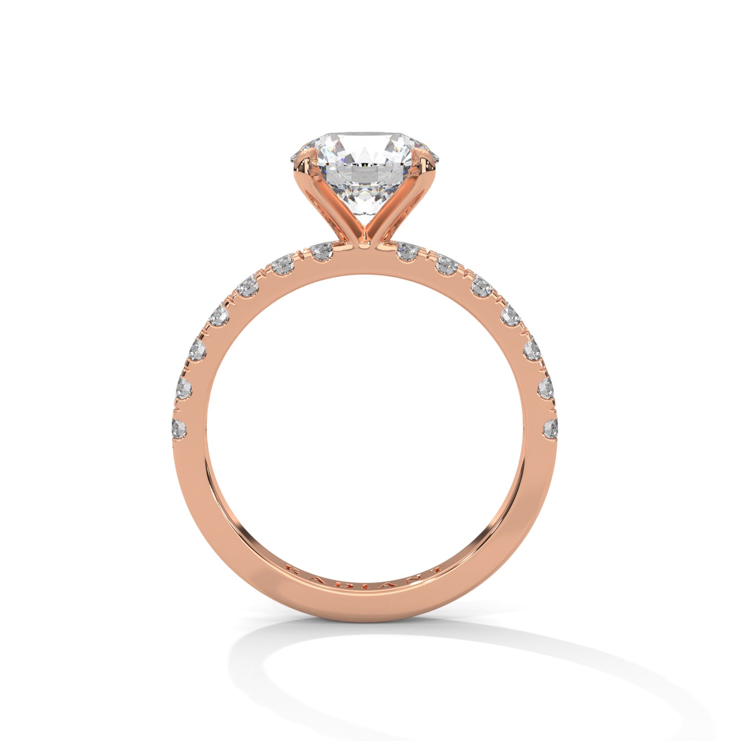 April - Classic Round Solitaire with French Pavé Band