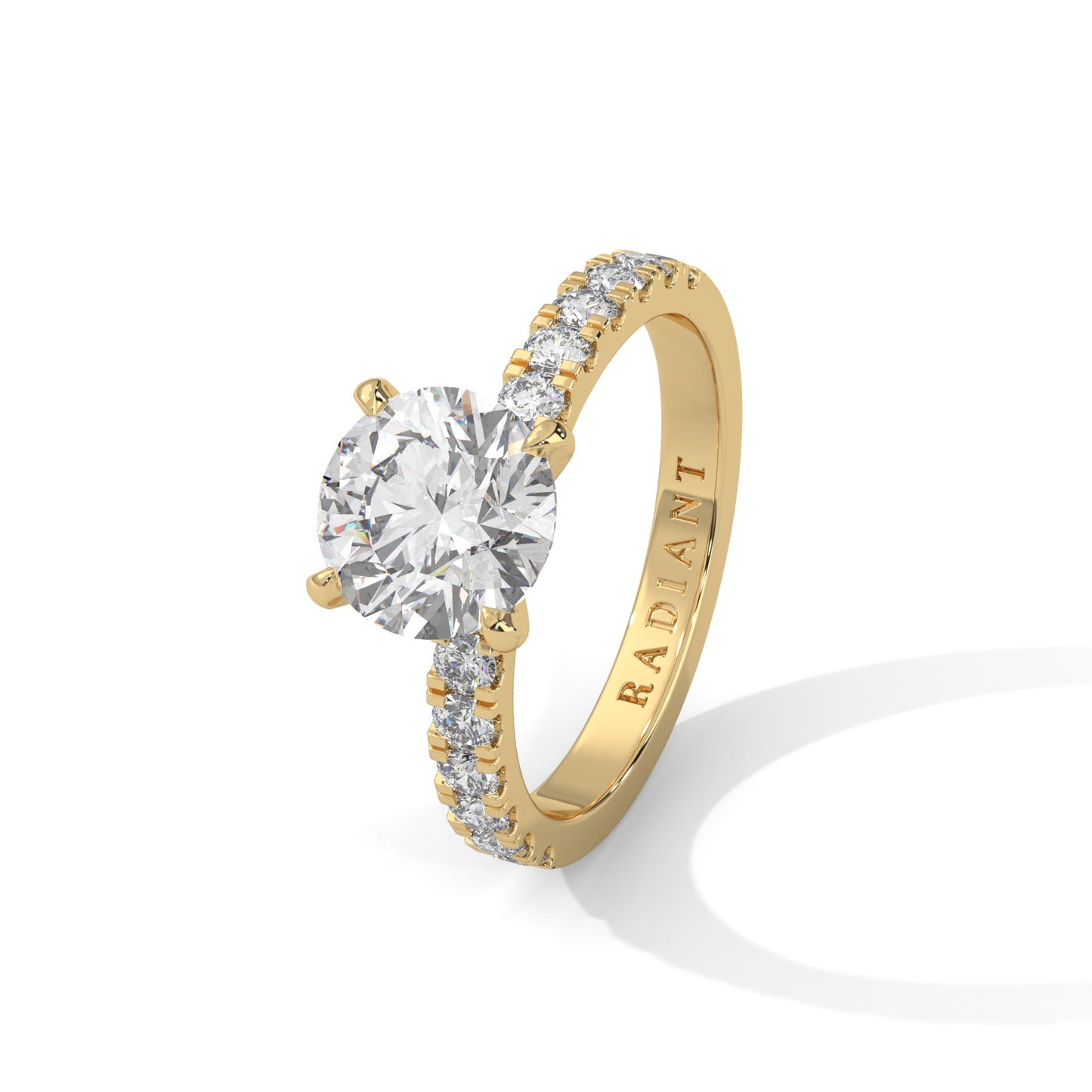 April - Classic Round Solitaire with French Pavé Band