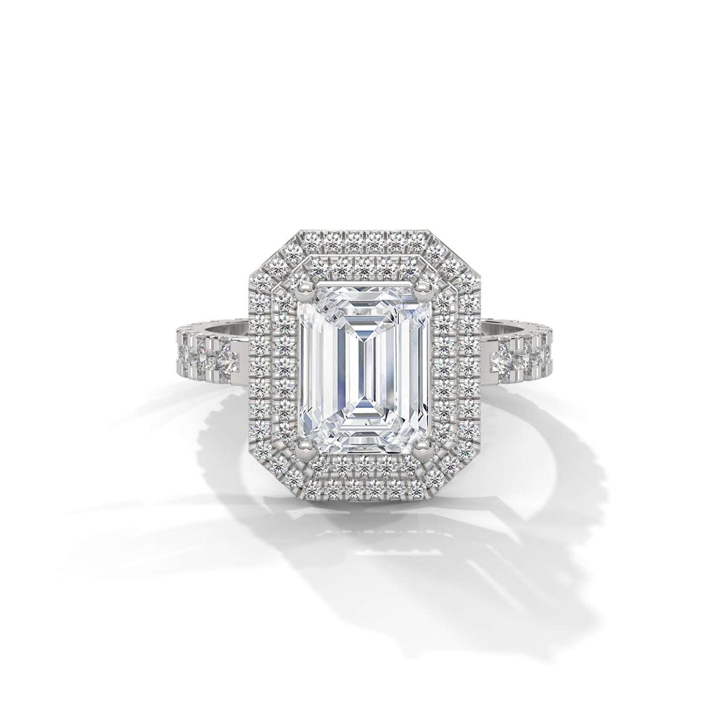 Felicity - Emerald Cut Diamond with Double Halo