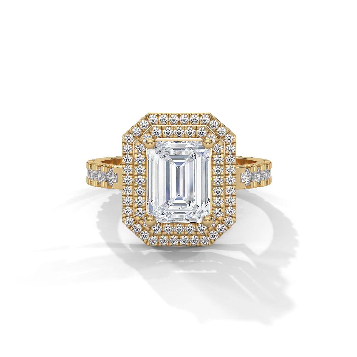 Felicity - Emerald Cut Diamond with Double Halo