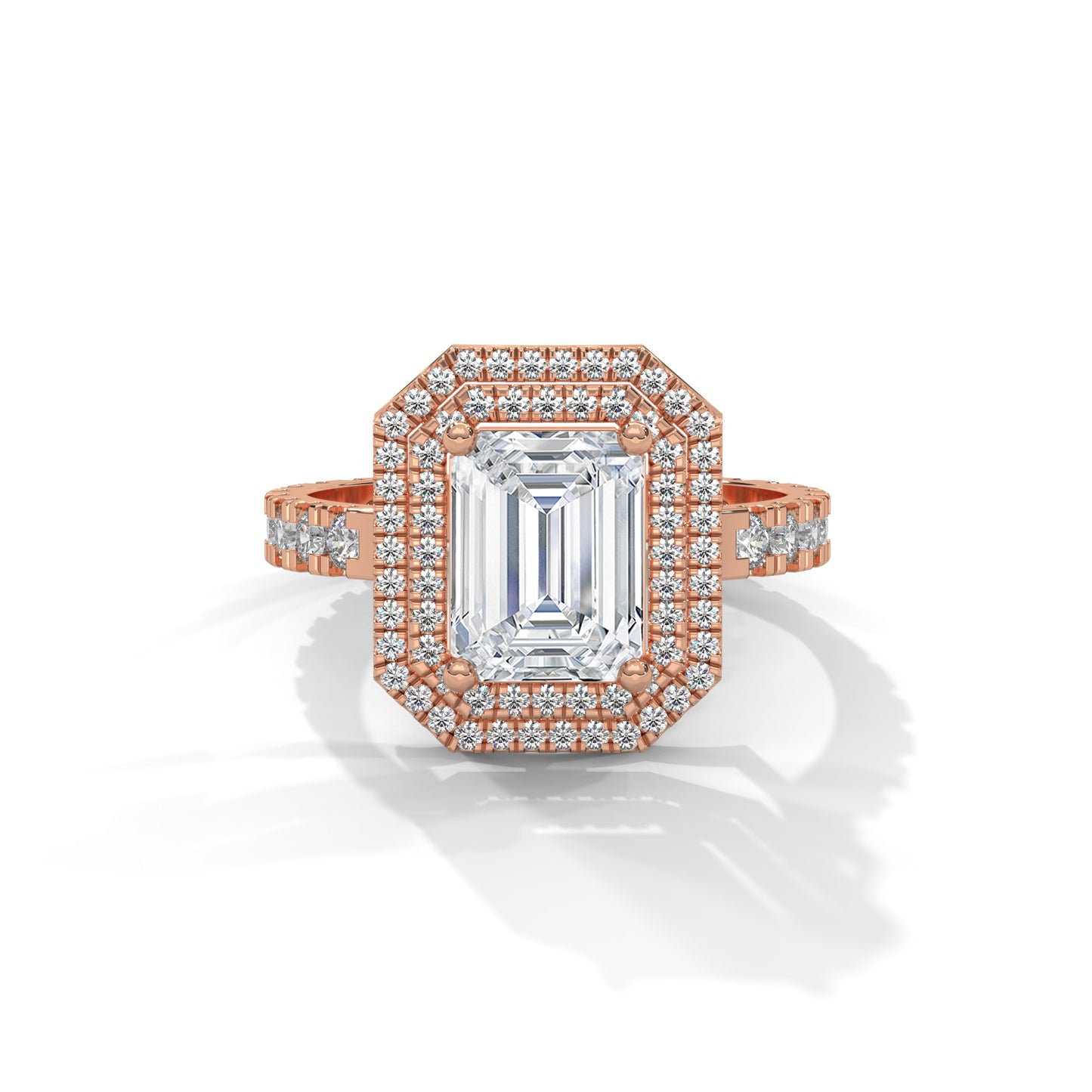 Felicity - Emerald Cut Diamond with Double Halo