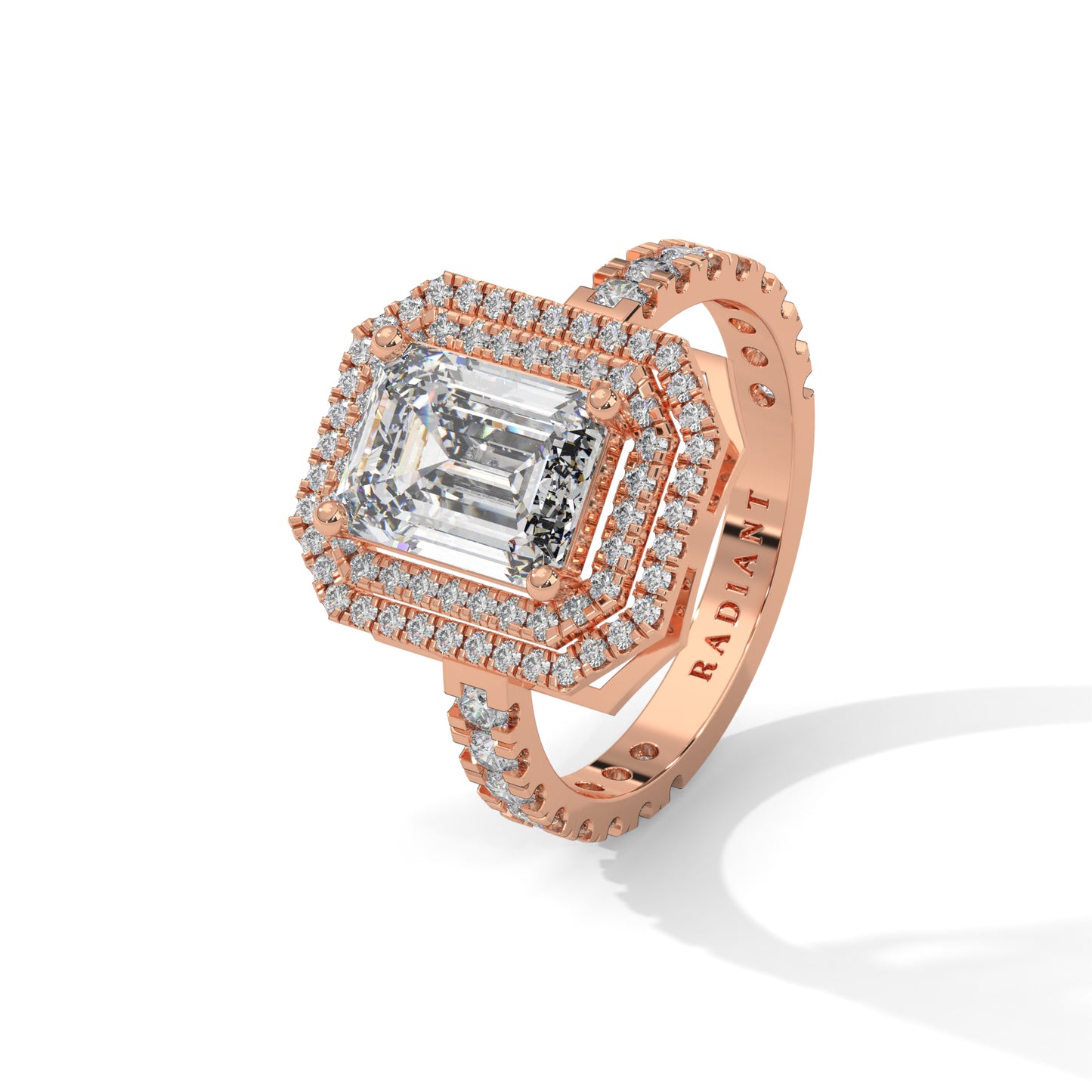 Felicity - Emerald Cut Diamond with Double Halo