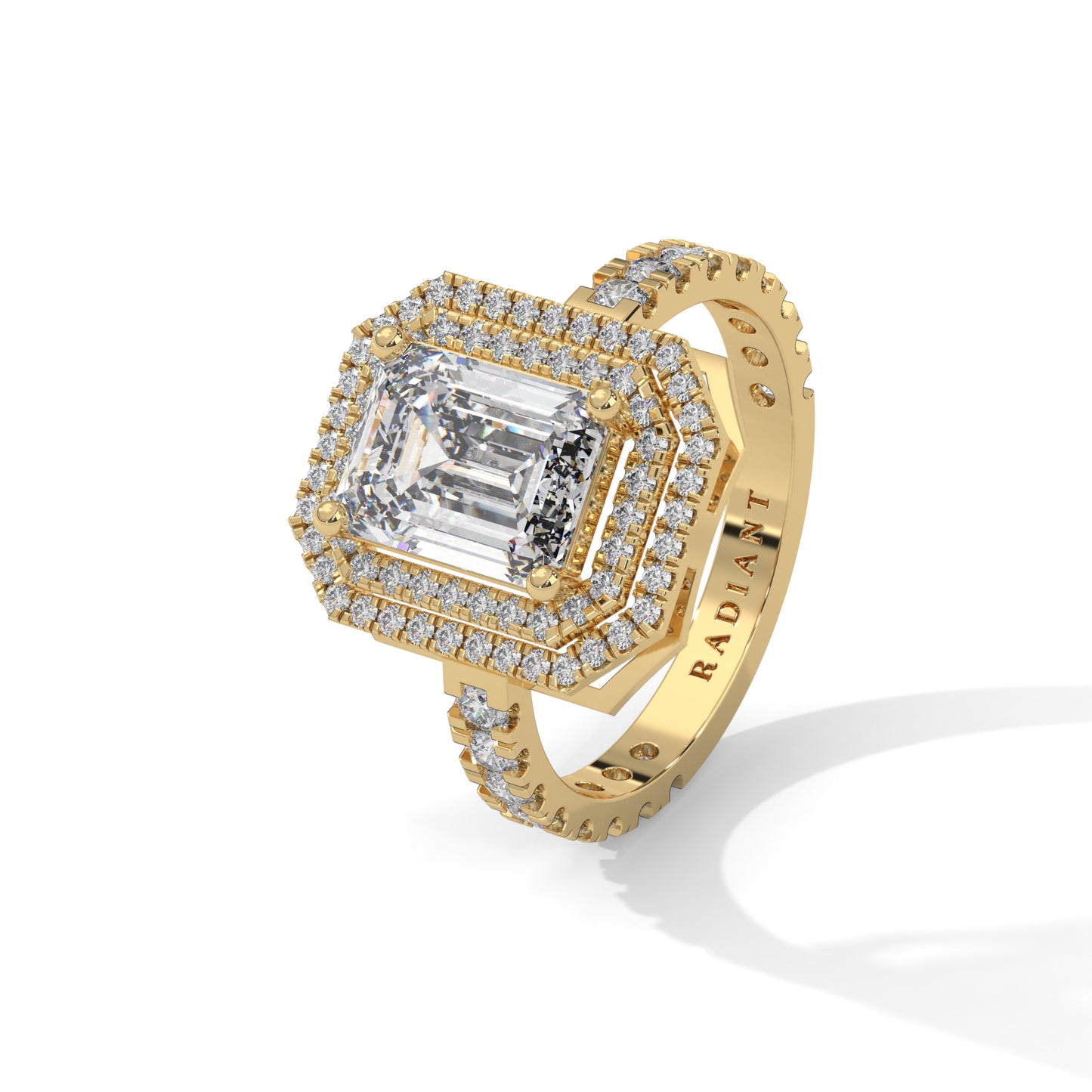 Felicity - Emerald Cut Diamond with Double Halo
