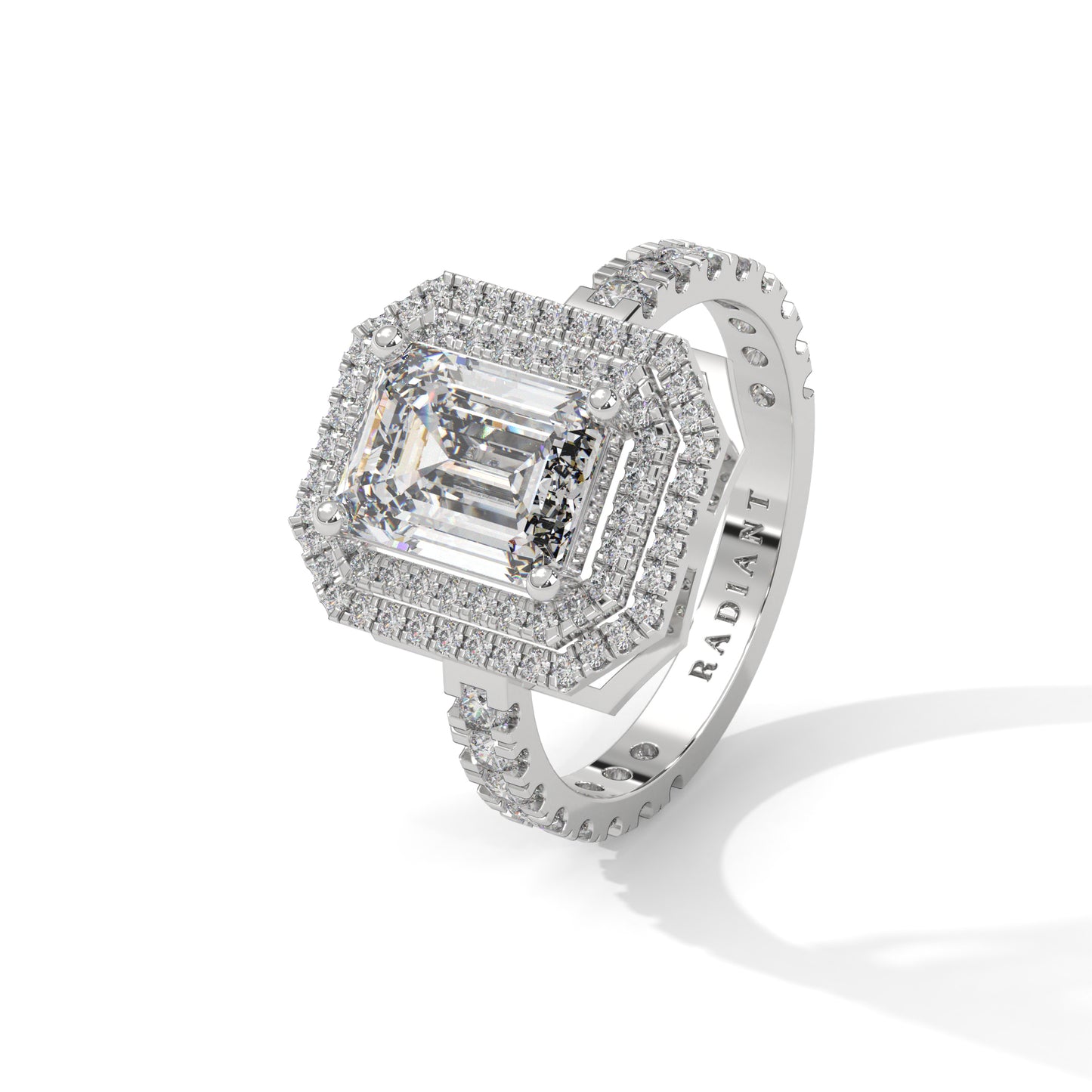 Felicity - Emerald Cut Diamond with Double Halo