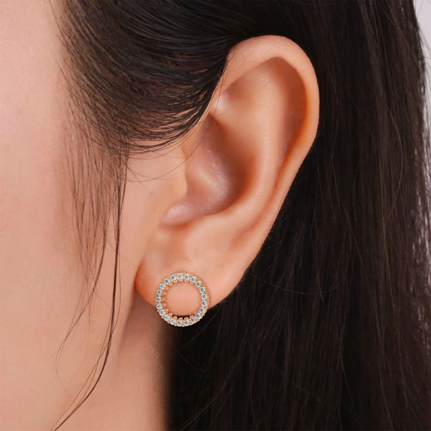Round Diamond Hoops Earrings