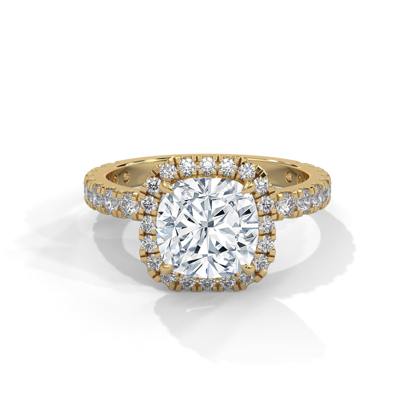 Rachel - Cushion Cut Diamond with Halo on a Pavé Band