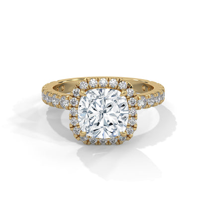 Rachel - Cushion Cut Diamond with Halo on a Pavé Band