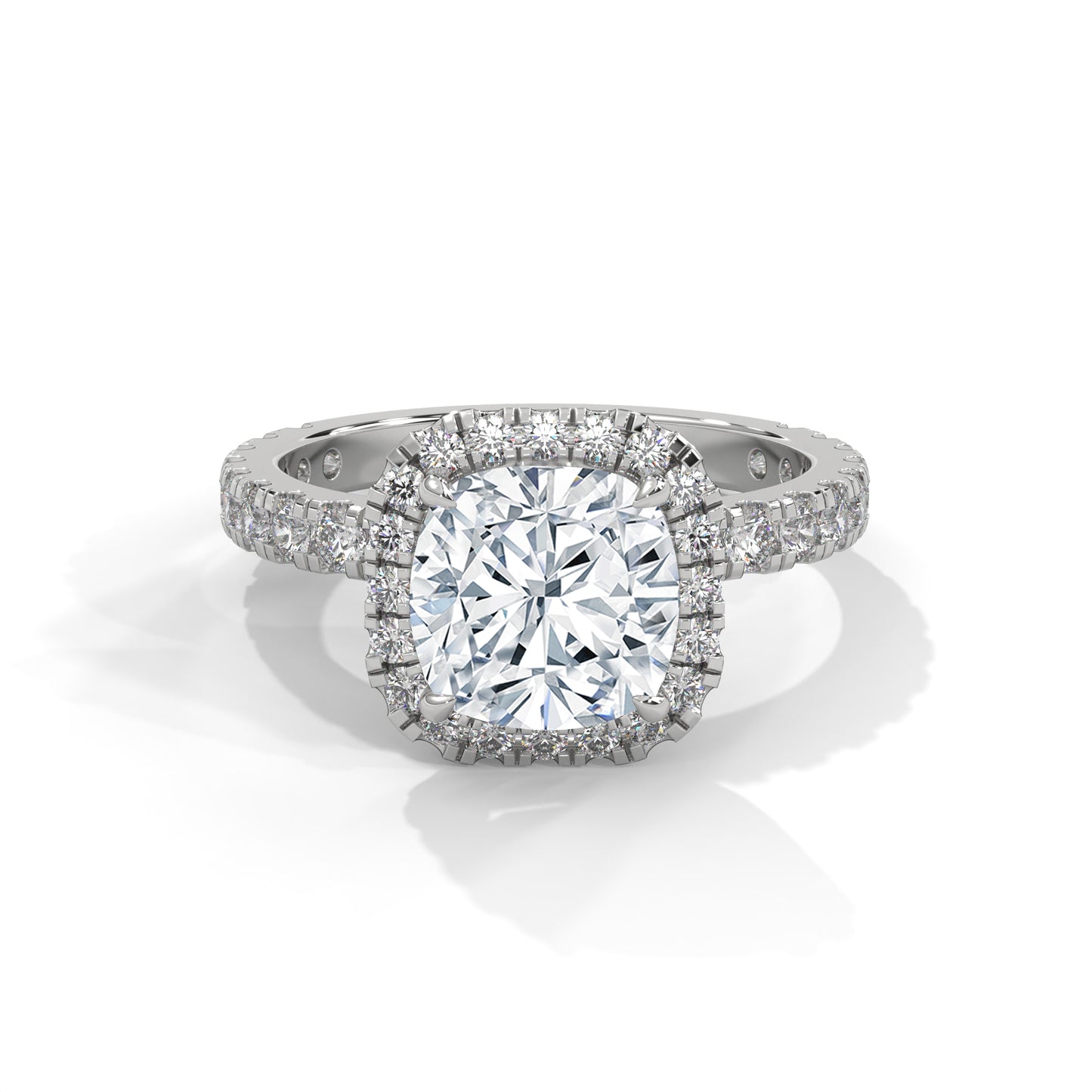 Rachel - Cushion Cut Diamond with Halo on a Pavé Band