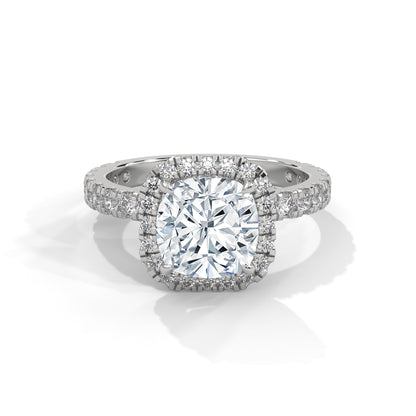 Rachel - Cushion Cut Diamond with Halo on a Pavé Band