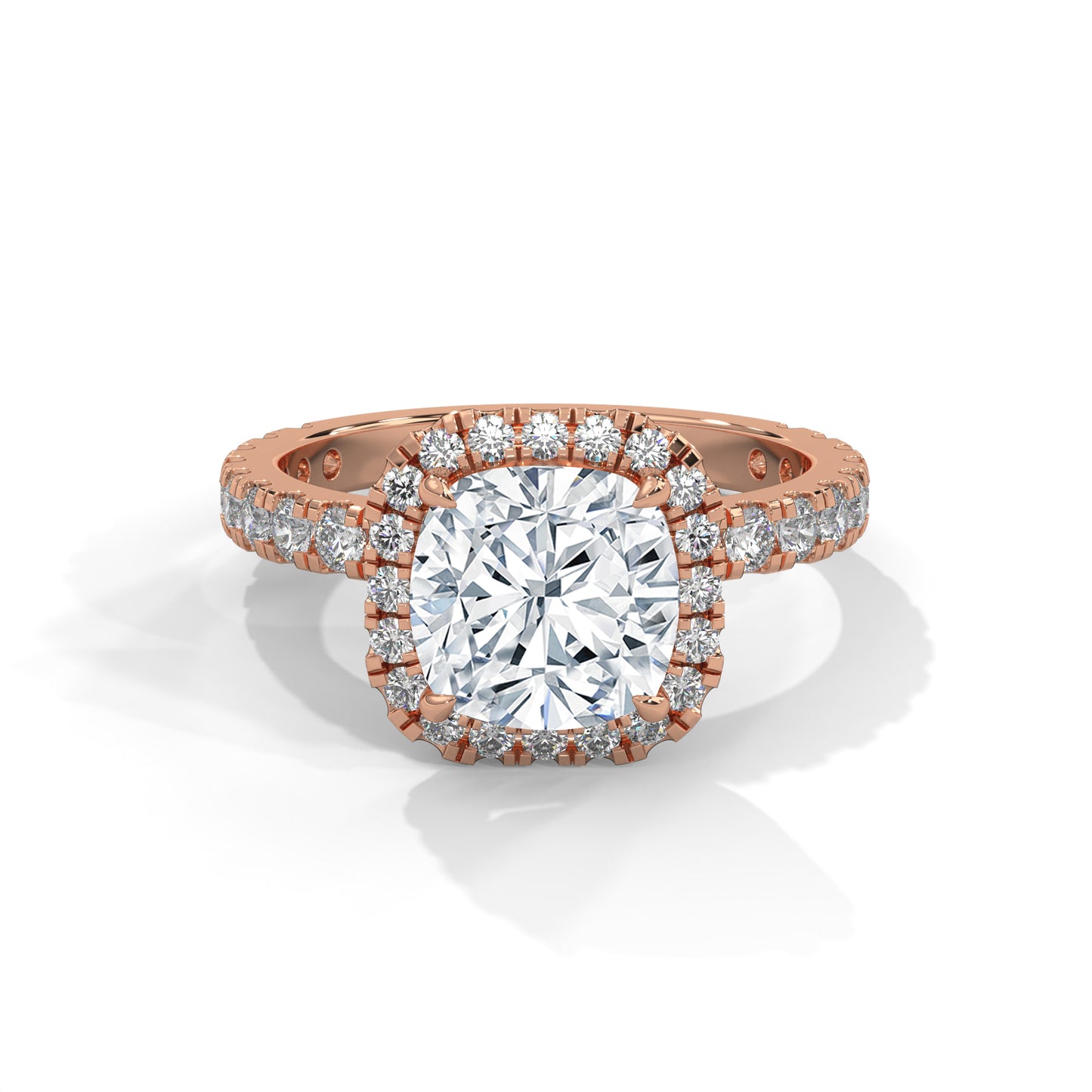 Rachel - Cushion Cut Diamond with Halo on a Pavé Band