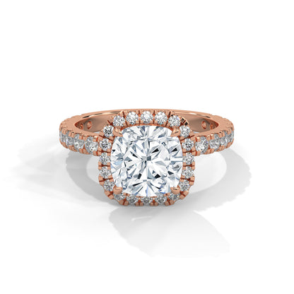 Rachel - Cushion Cut Diamond with Halo on a Pavé Band