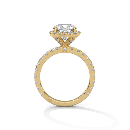 Rachel - Cushion Cut Diamond with Halo on a Pavé Band