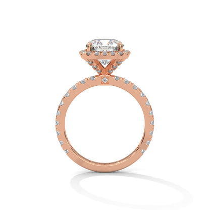 Rachel - Cushion Cut Diamond with Halo on a Pavé Band
