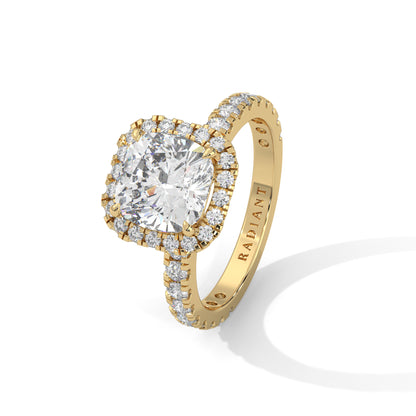 Rachel - Cushion Cut Diamond with Halo on a Pavé Band
