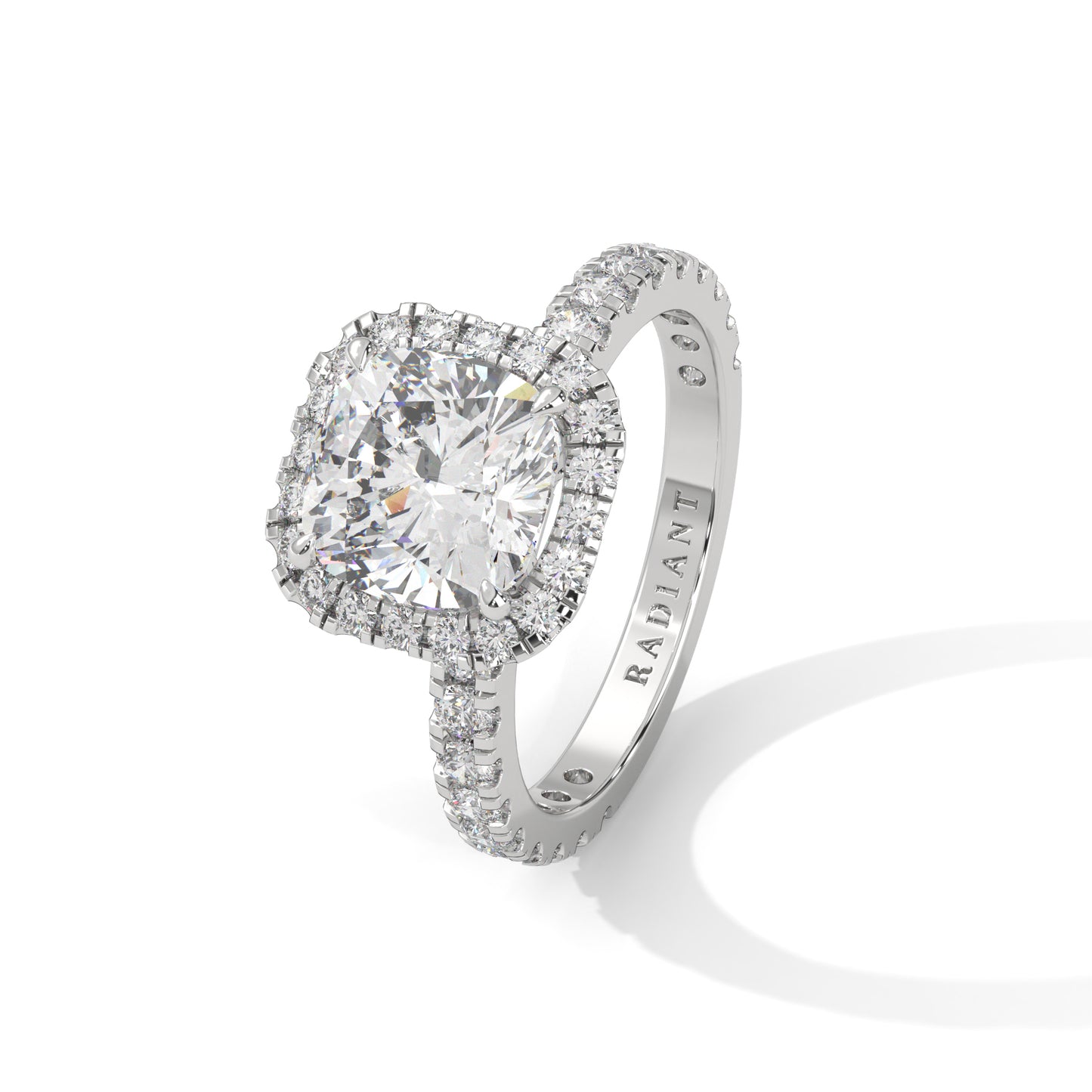 Rachel - Cushion Cut Diamond with Halo on a Pavé Band