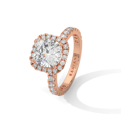 Rachel - Cushion Cut Diamond with Halo on a Pavé Band
