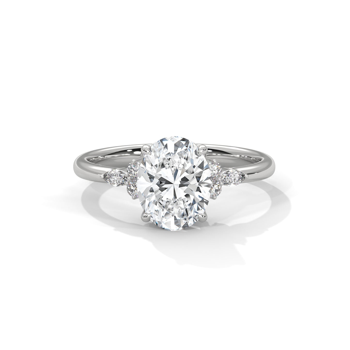 Isabella - Oval Brilliant cut with Side Delicate Halo
