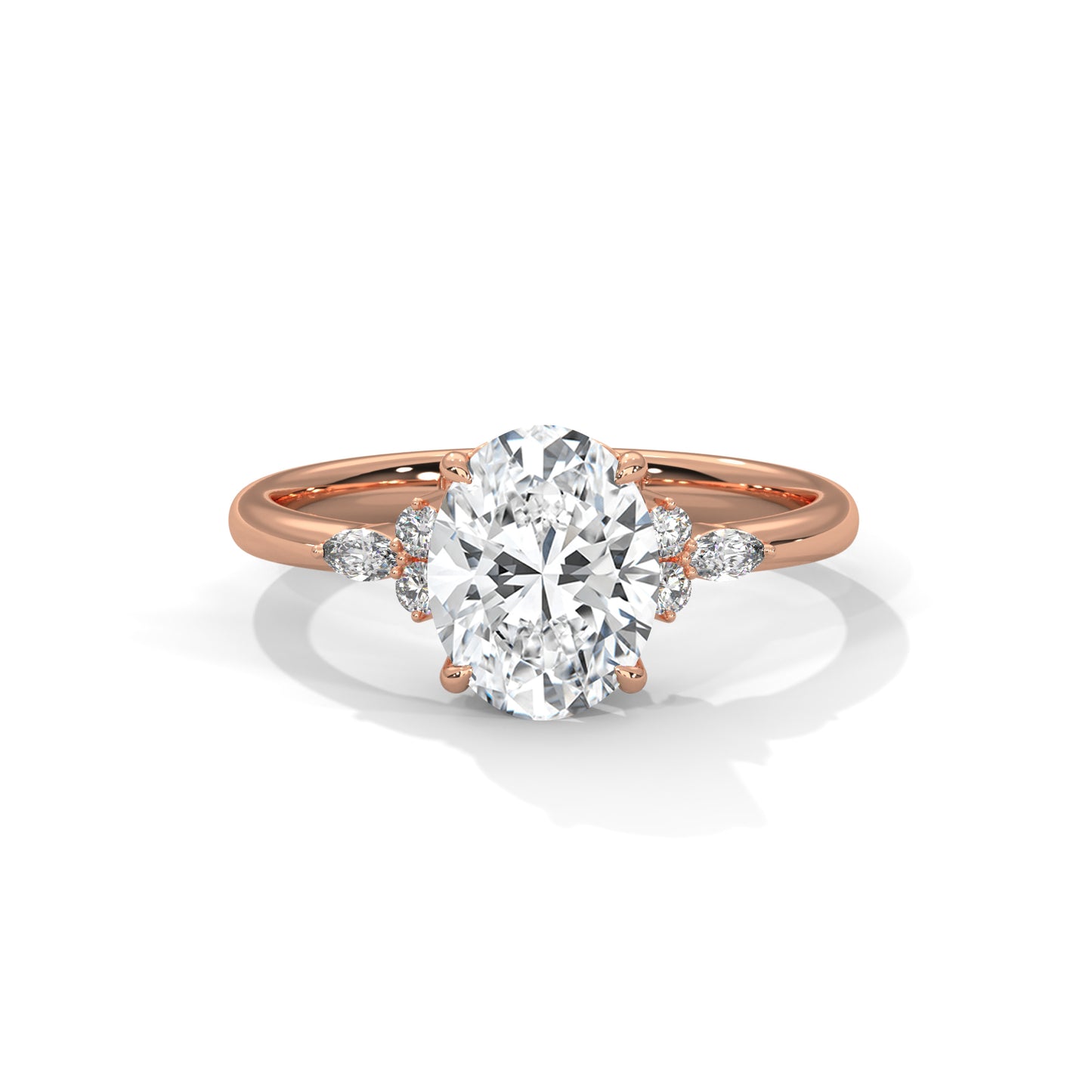 Isabella - Oval Brilliant cut with Side Delicate Halo