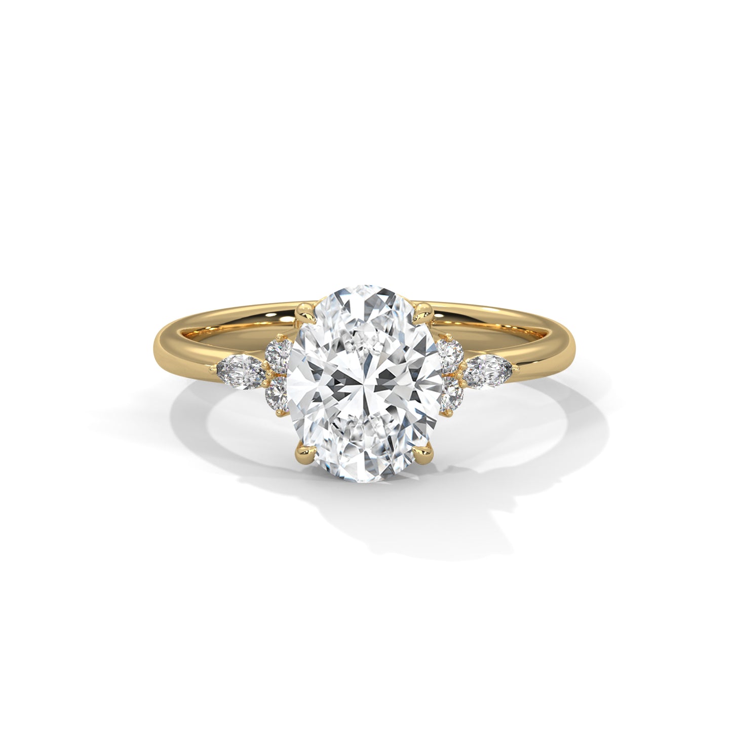 Isabella - Oval Brilliant cut with Side Delicate Halo