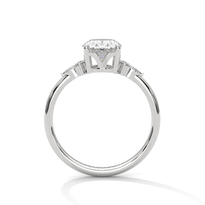 Isabella - Oval Brilliant cut with Side Delicate Halo
