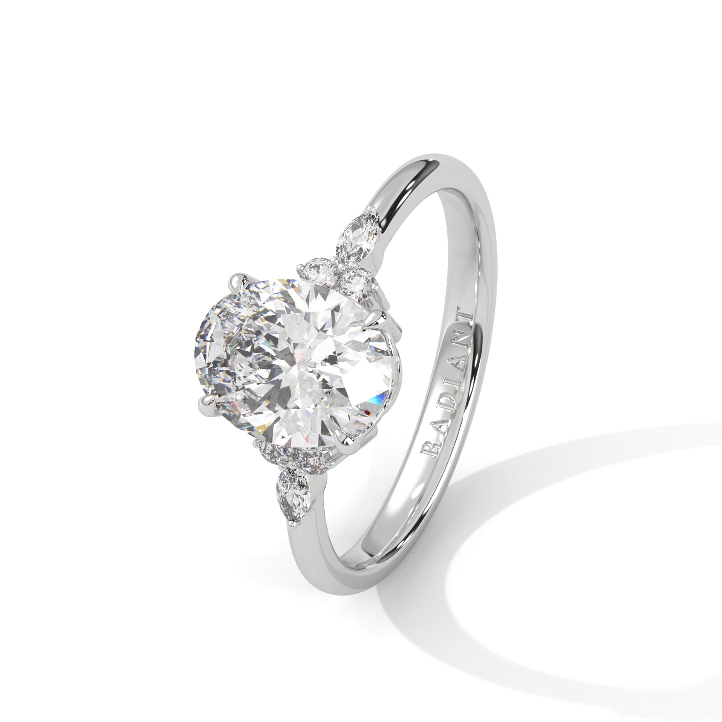 Isabella - Oval Brilliant cut with Side Delicate Halo