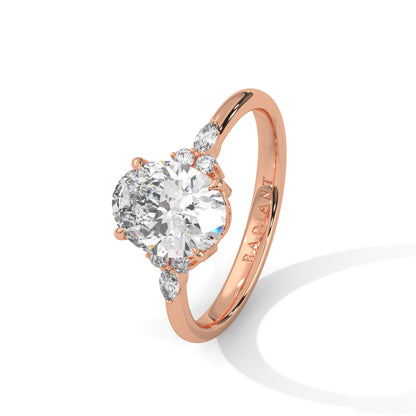 Isabella - Oval Brilliant cut with Side Delicate Halo