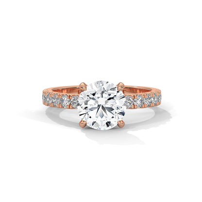 April - Classic Round Solitaire with French Pavé Band