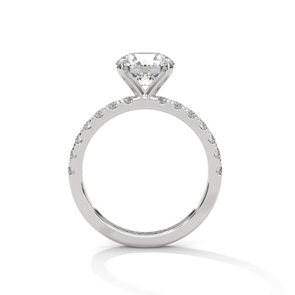 April - Classic Round Solitaire with French Pavé Band
