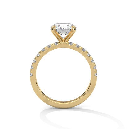 April - Classic Round Solitaire with French Pavé Band