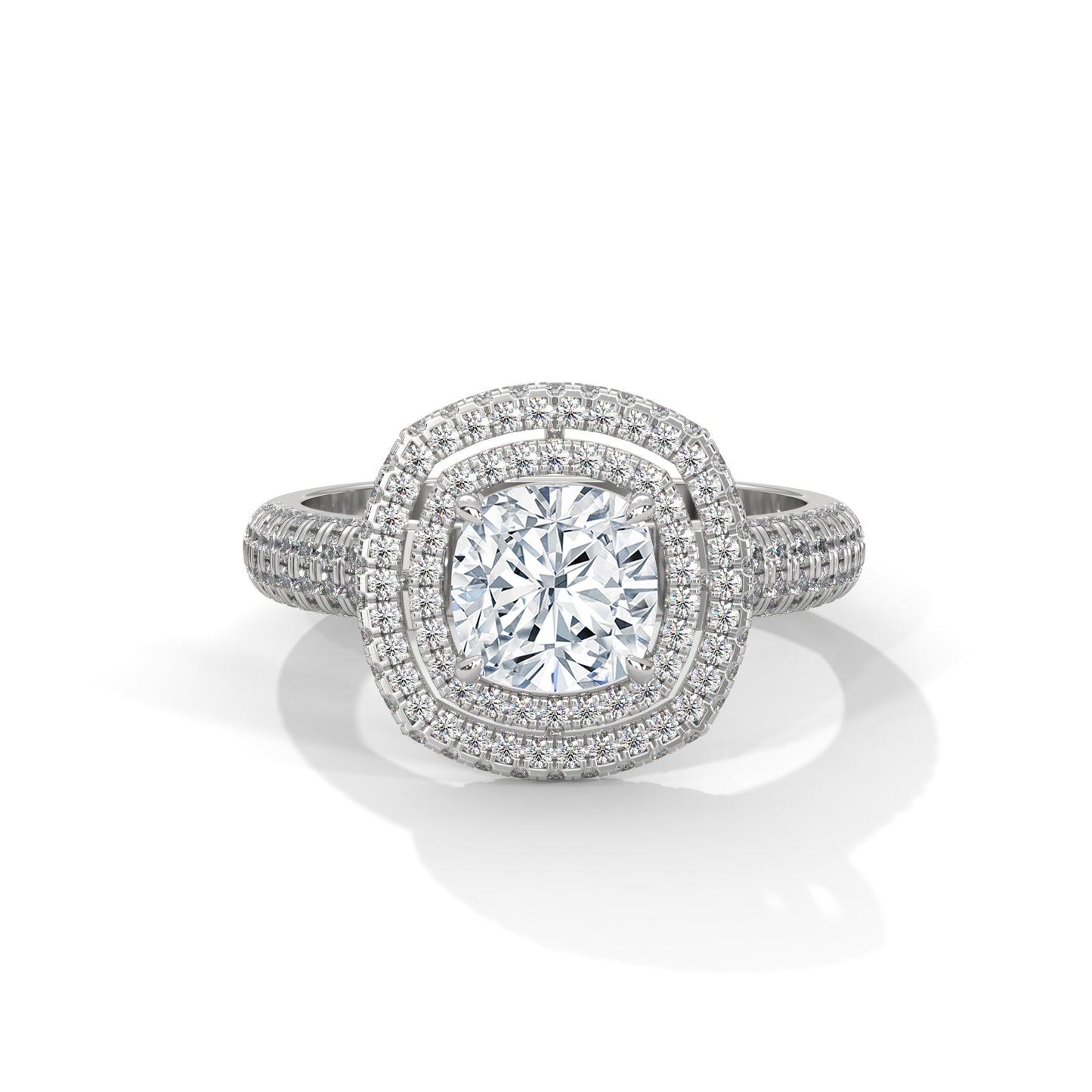 Zoe- Cushion Cut with Double Halo