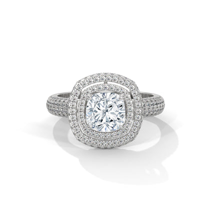 Zoe- Cushion Cut with Double Halo