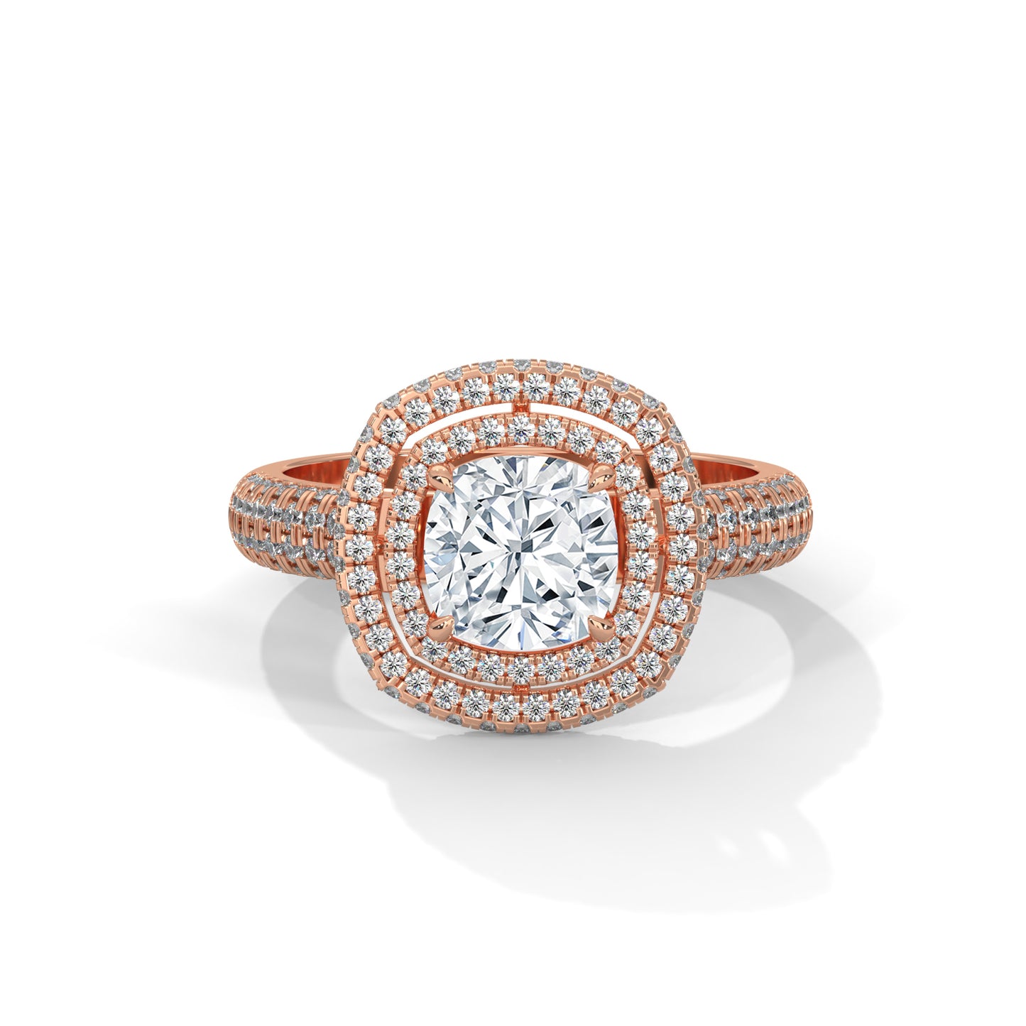 Zoe- Cushion Cut with Double Halo