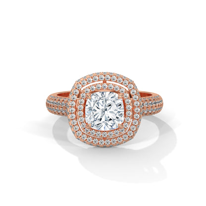Zoe- Cushion Cut with Double Halo