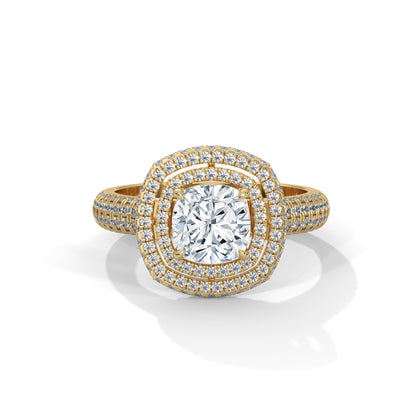 Zoe- Cushion Cut with Double Halo