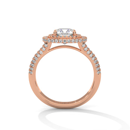 Zoe- Cushion Cut with Double Halo