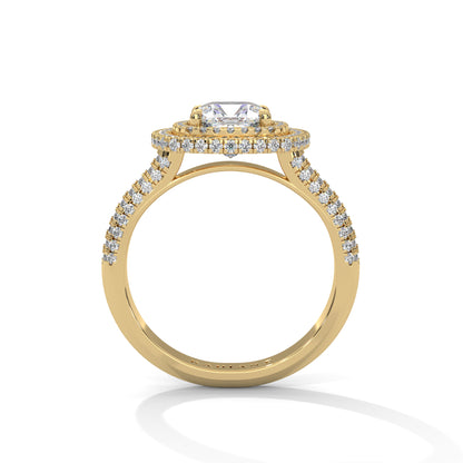 Zoe- Cushion Cut with Double Halo