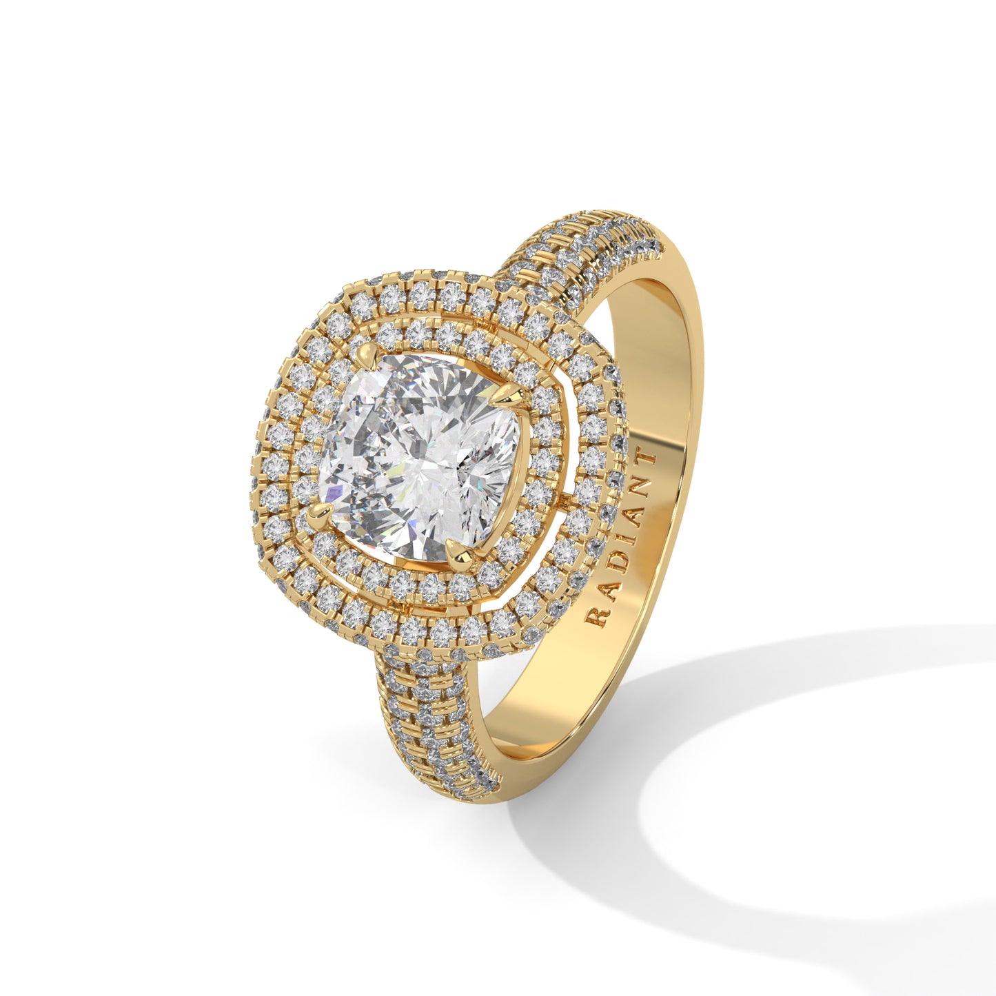 Zoe- Cushion Cut with Double Halo