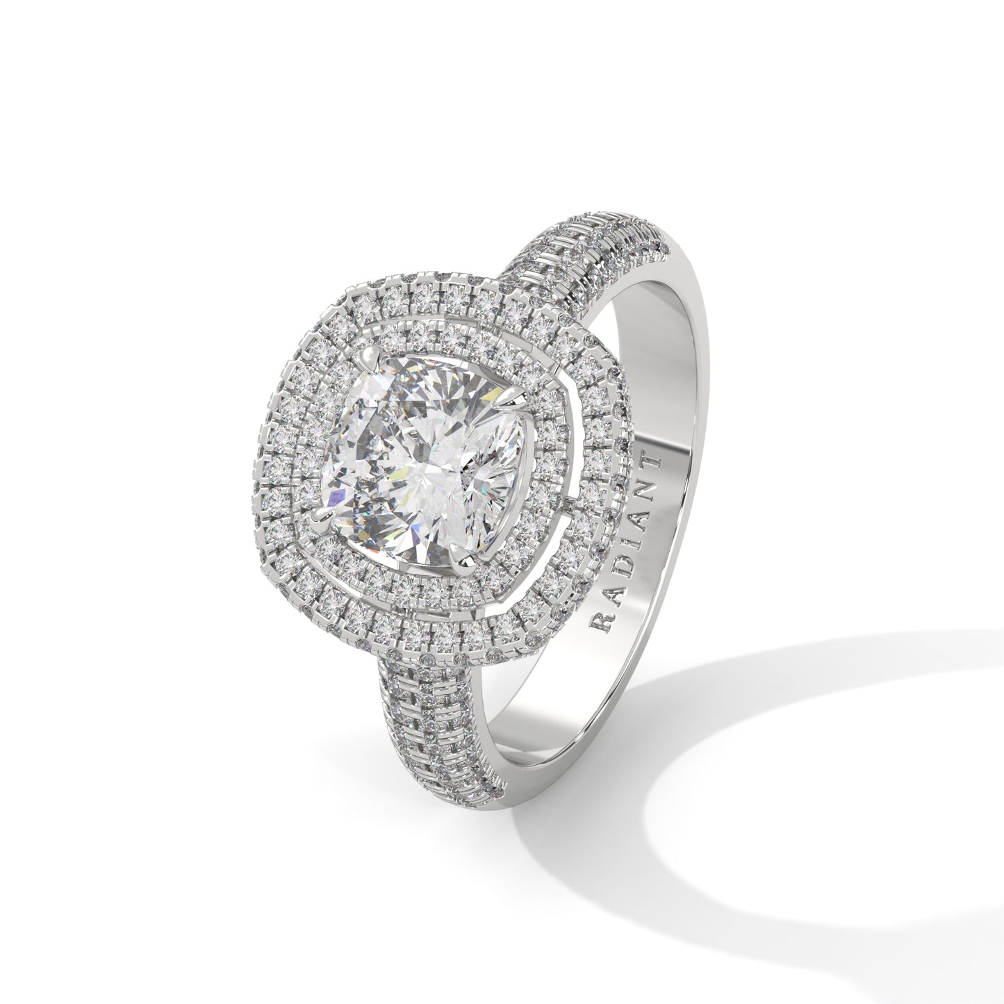 Zoe- Cushion Cut with Double Halo