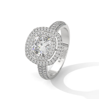 Zoe- Cushion Cut with Double Halo
