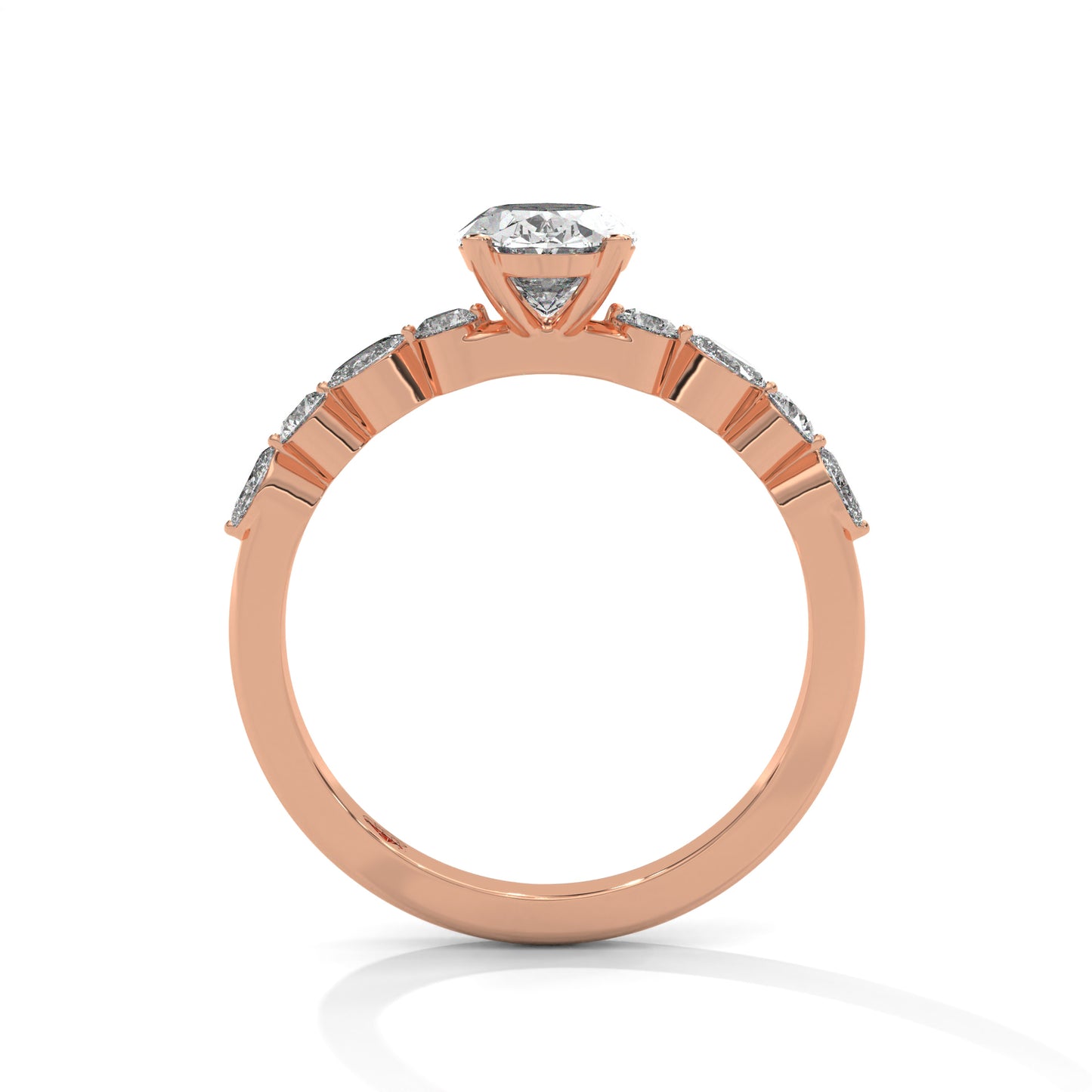 Julia - Oval Cut Diamond with Marquise Pavè Band