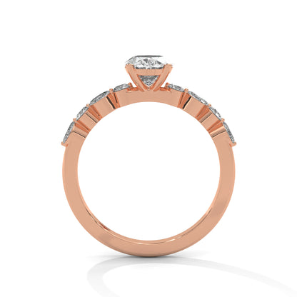 Julia - Oval Cut Diamond with Marquise Pavè Band