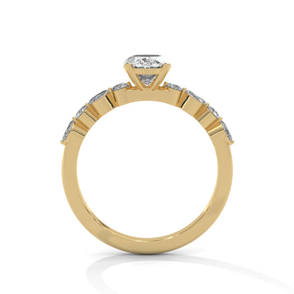 Julia - Oval Cut Diamond with Marquise Pavè Band