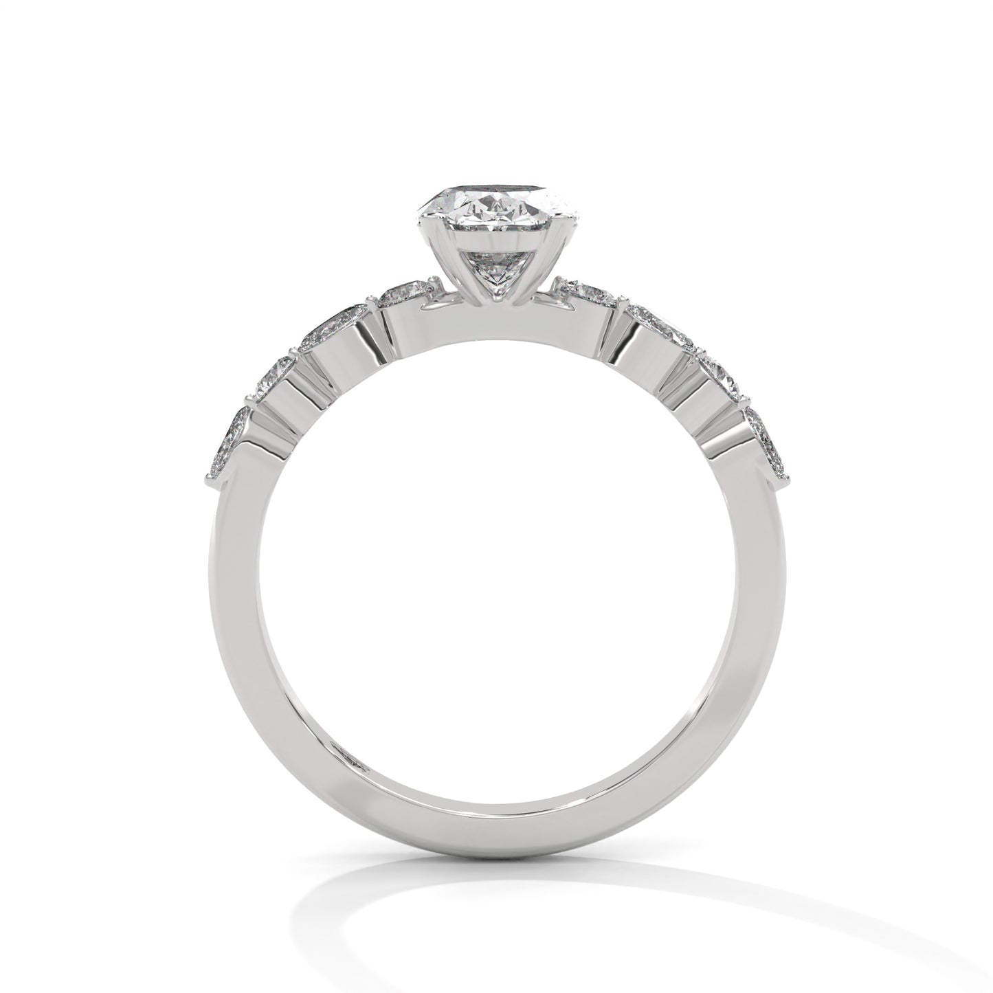 Julia - Oval Cut Diamond with Marquise Pavè Band