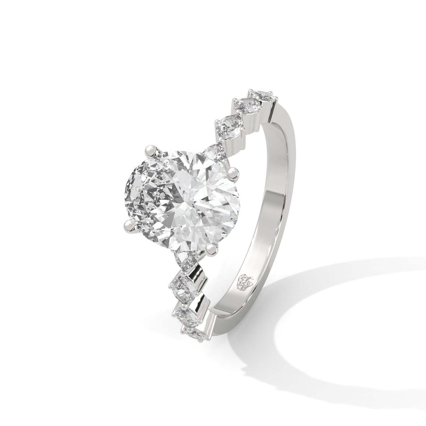 Julia - Oval Cut Diamond with Marquise Pavè Band